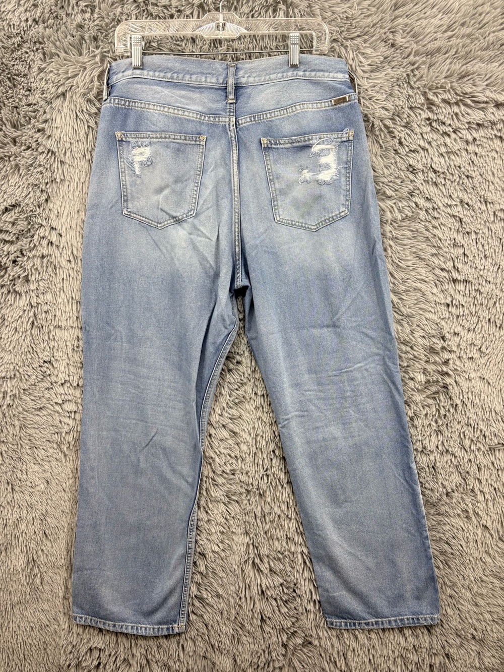 Kancan Boyfriend Jeans Womens 31 High Rise Relaxed Light Wash Distressed 90s